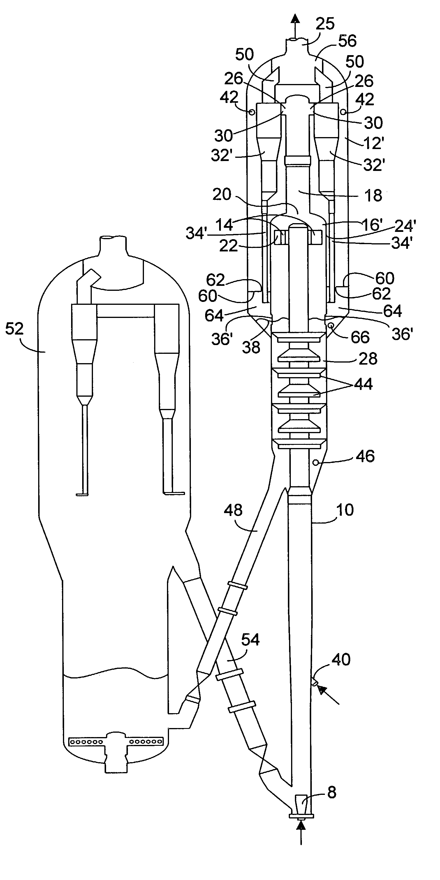 Apparatus and process for minimizing catalyst residence time in a reactor vessel