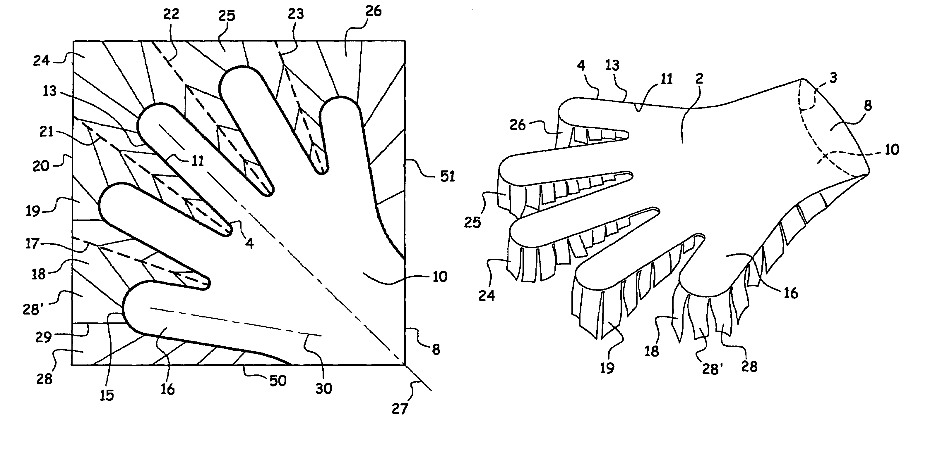 Applicator structure in the form of a glove