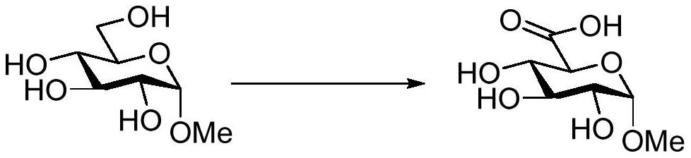A kind of method for catalyzing oxidation of pyranoside to synthesize uronic acid