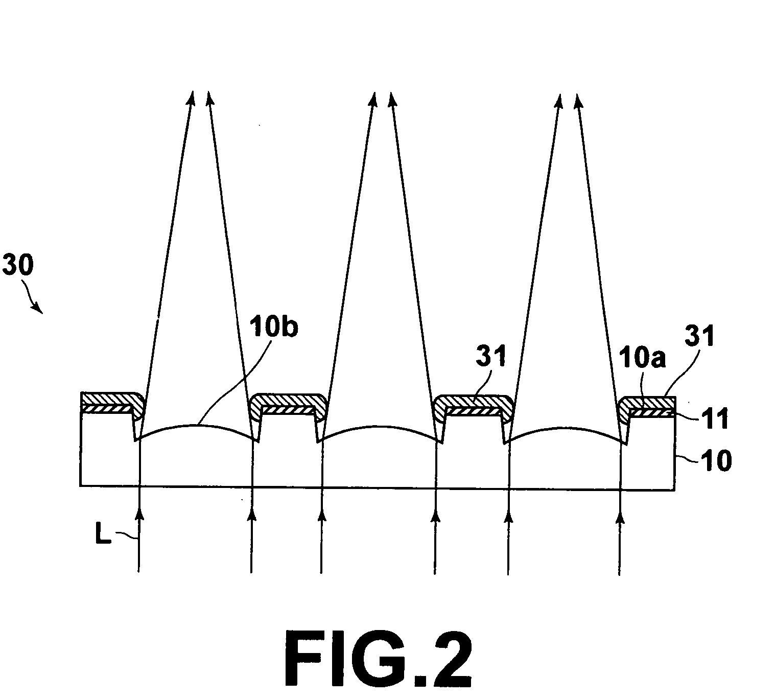 Micro lens array, optical member and method of producing micro lens array
