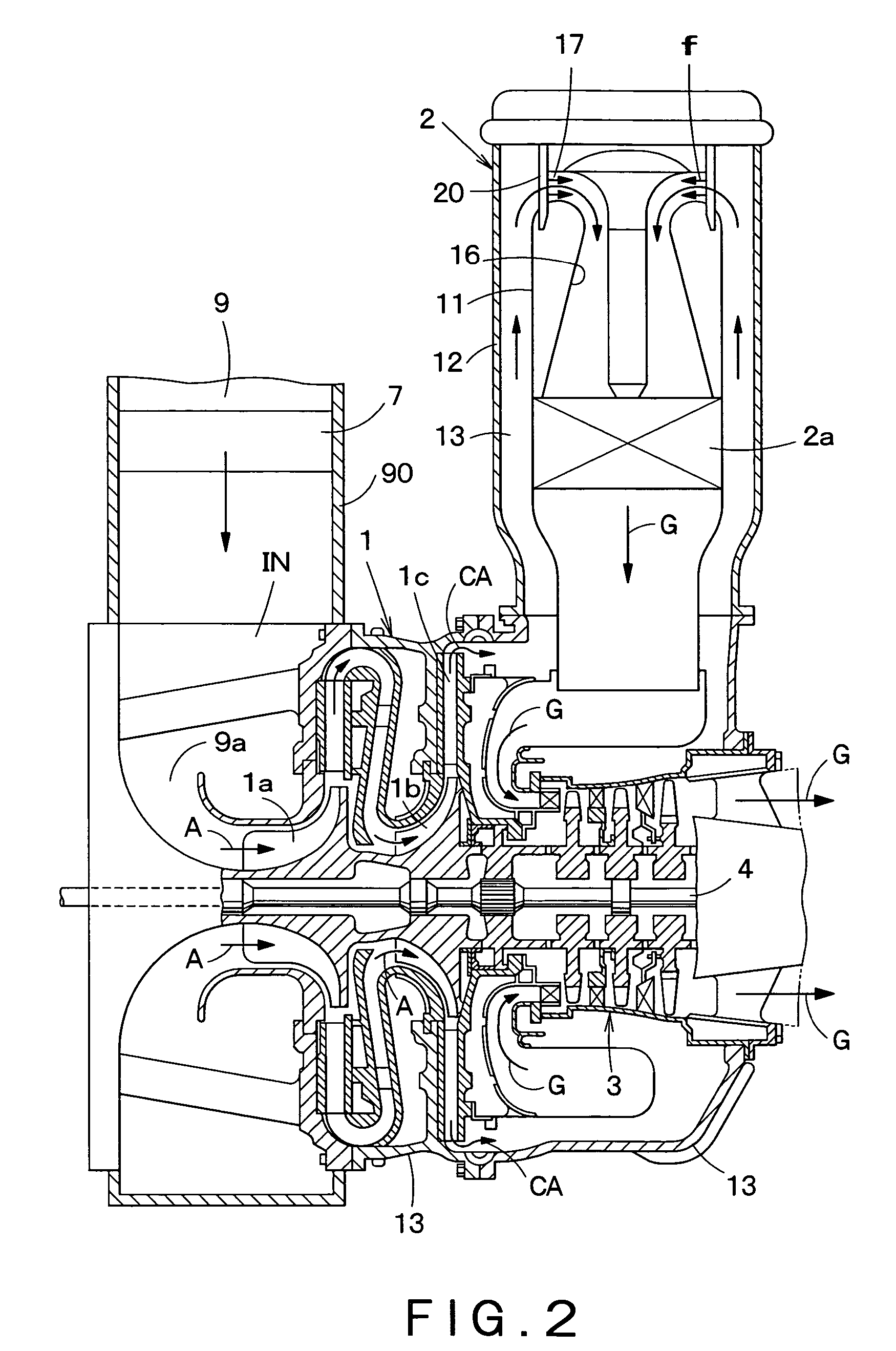 Gas turbine engine with intake air flow control mechanism