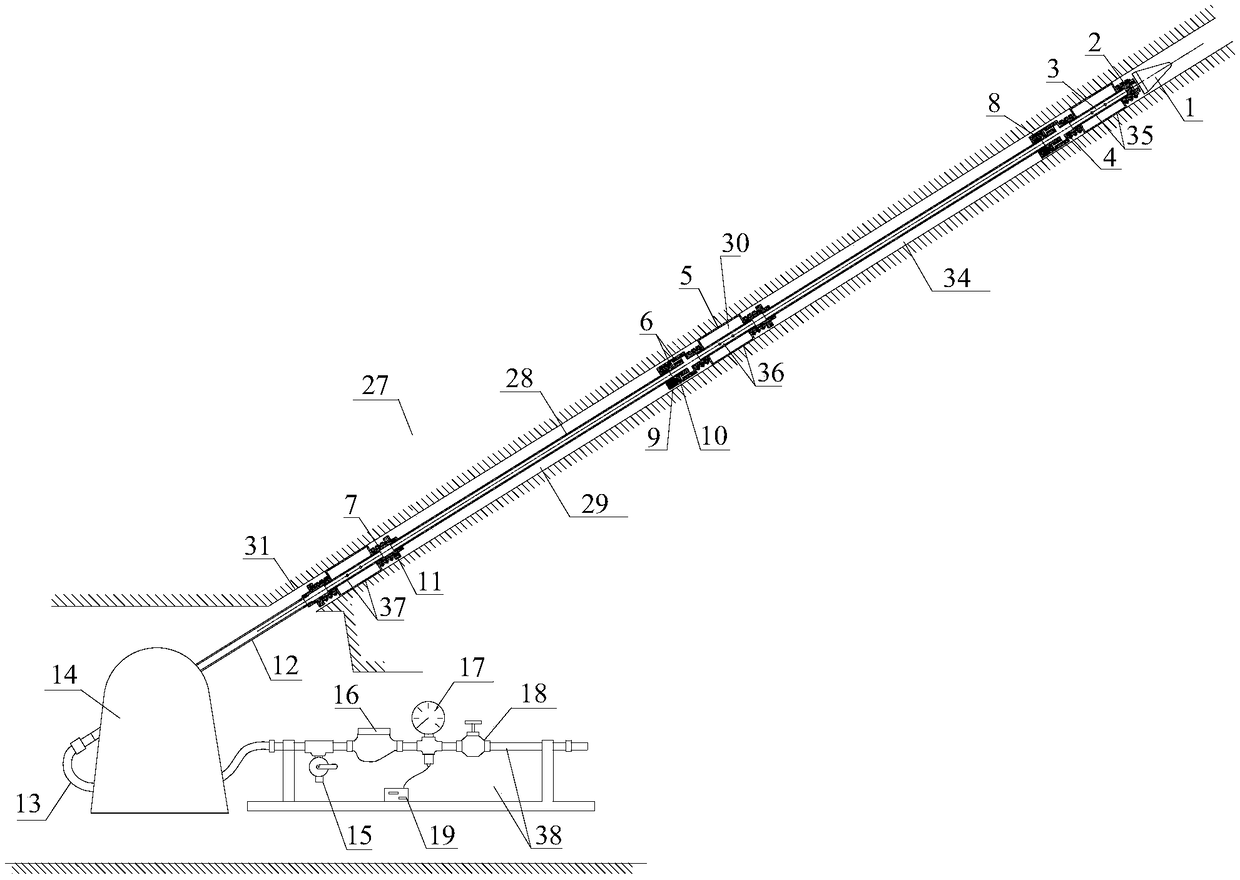 Segmented observation system for mining failure zone of mine roof bottom plate