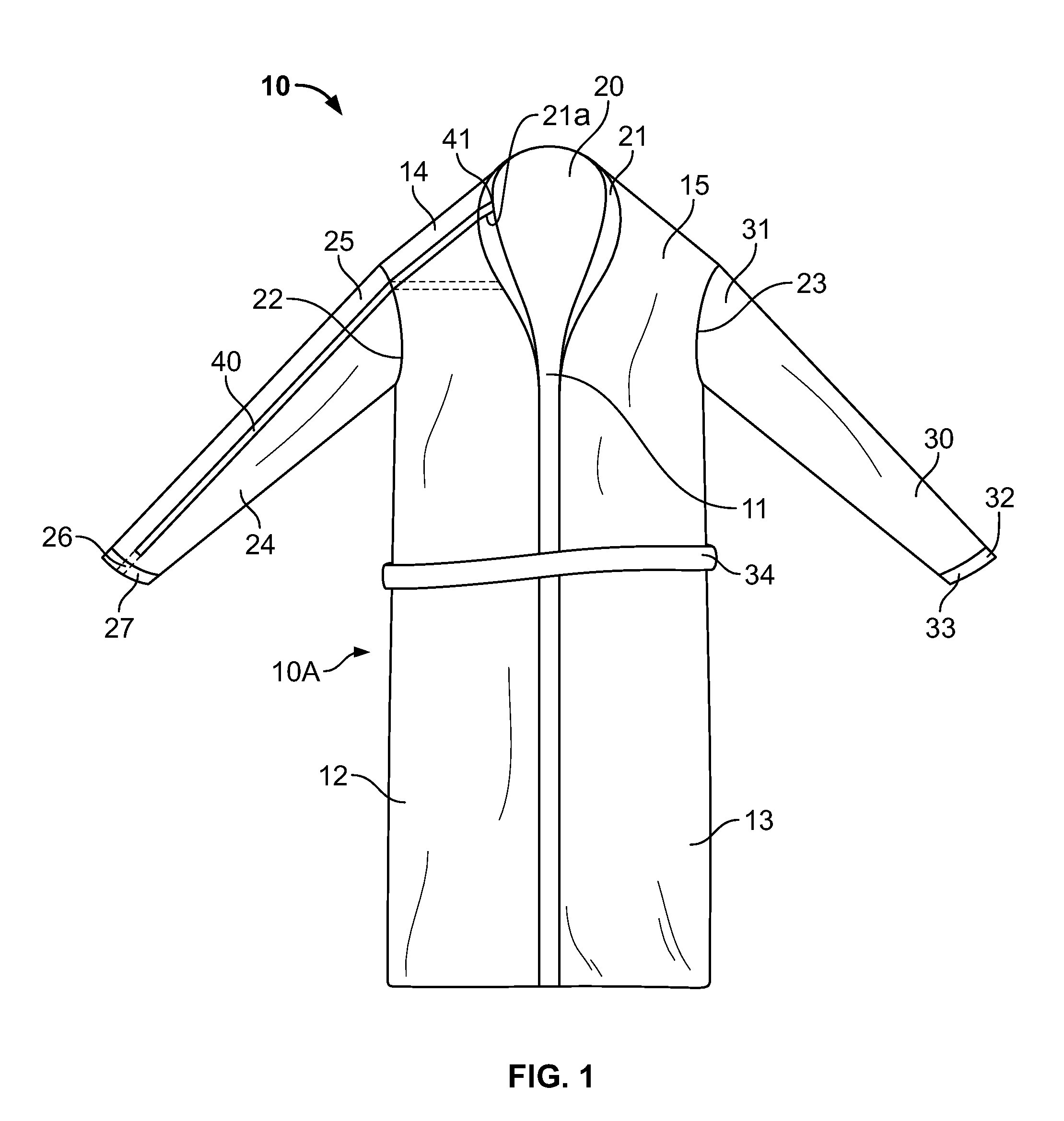 Bathrobe having an arm access in the form of an openable seam
