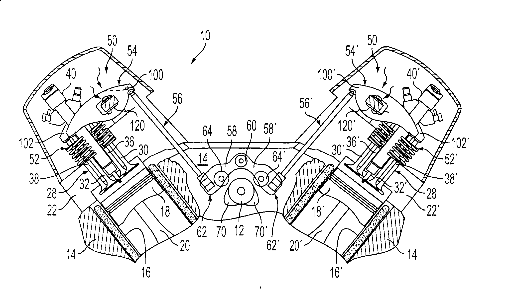 Engine/valvetrain with shaft-mounted cam followers having dual independent lash adjusters