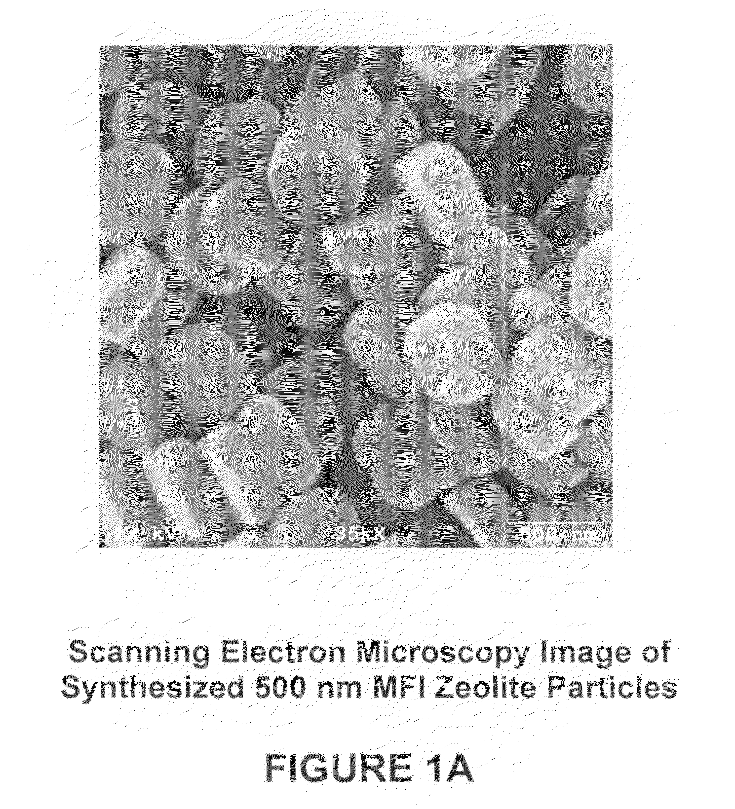 Functionalization of the internal surfaces of zeolites with alcohol compounds