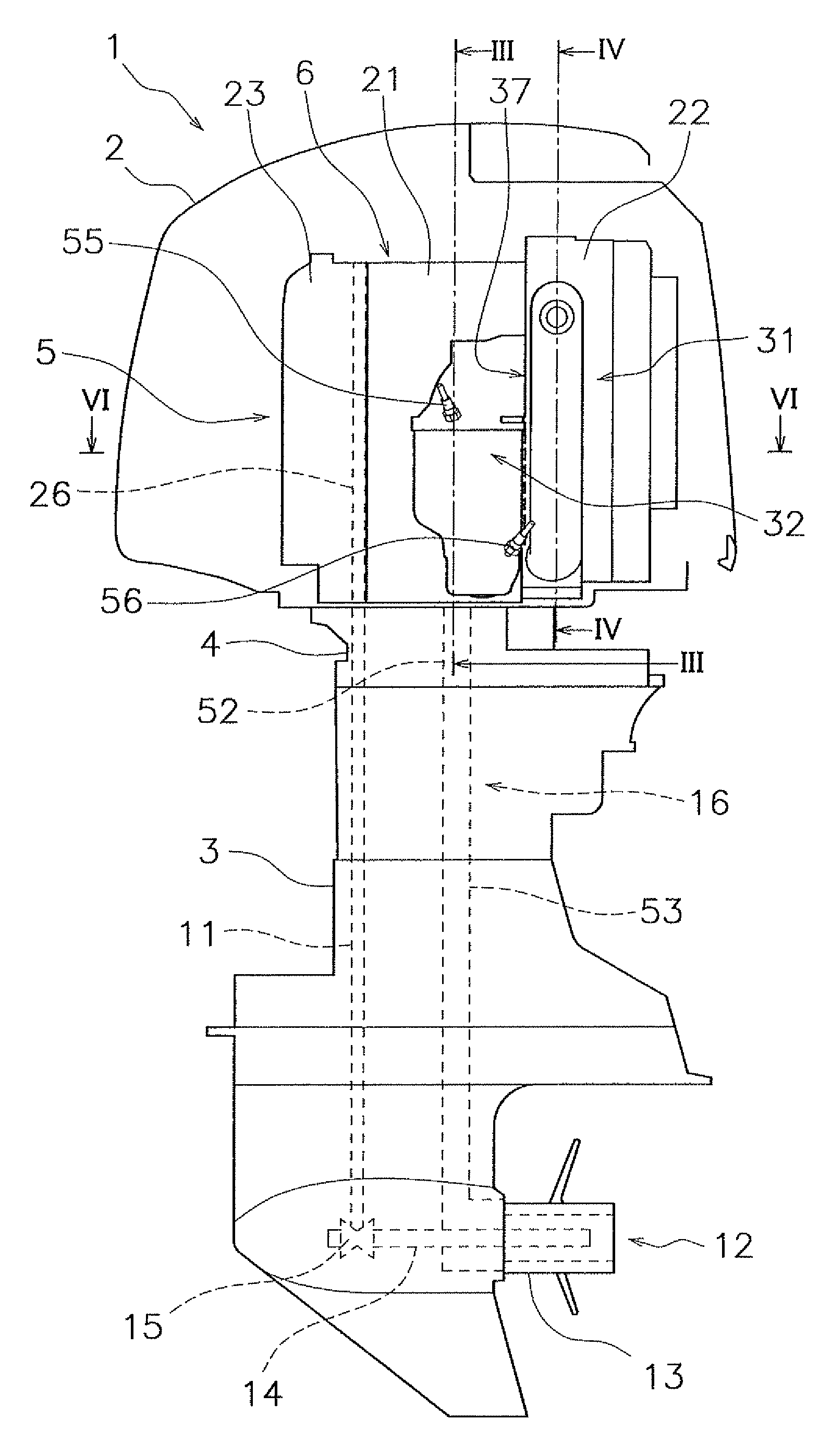 Retaining structure for honeycomb structure and marine propulsion device