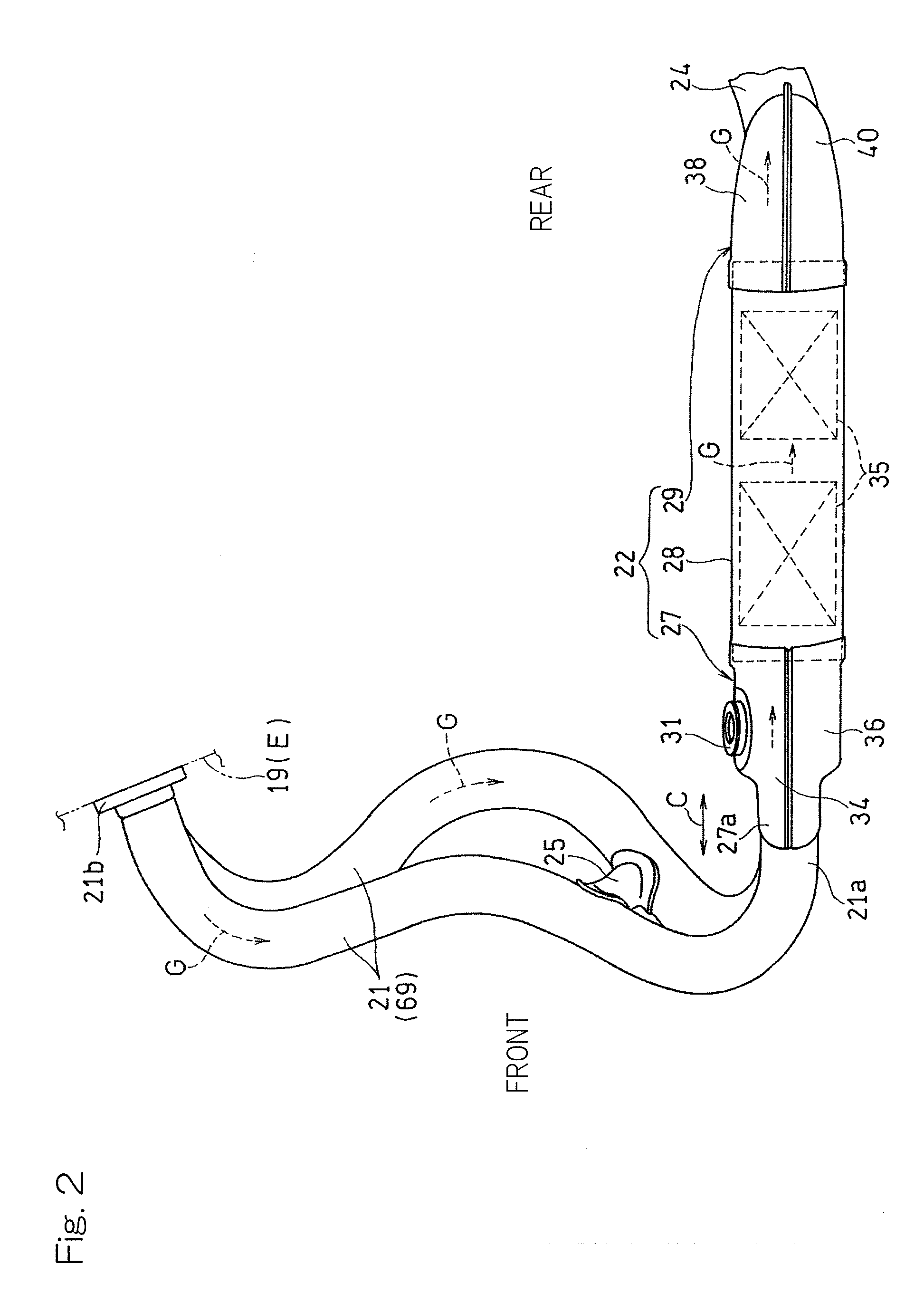 Exhaust device for combustion engine