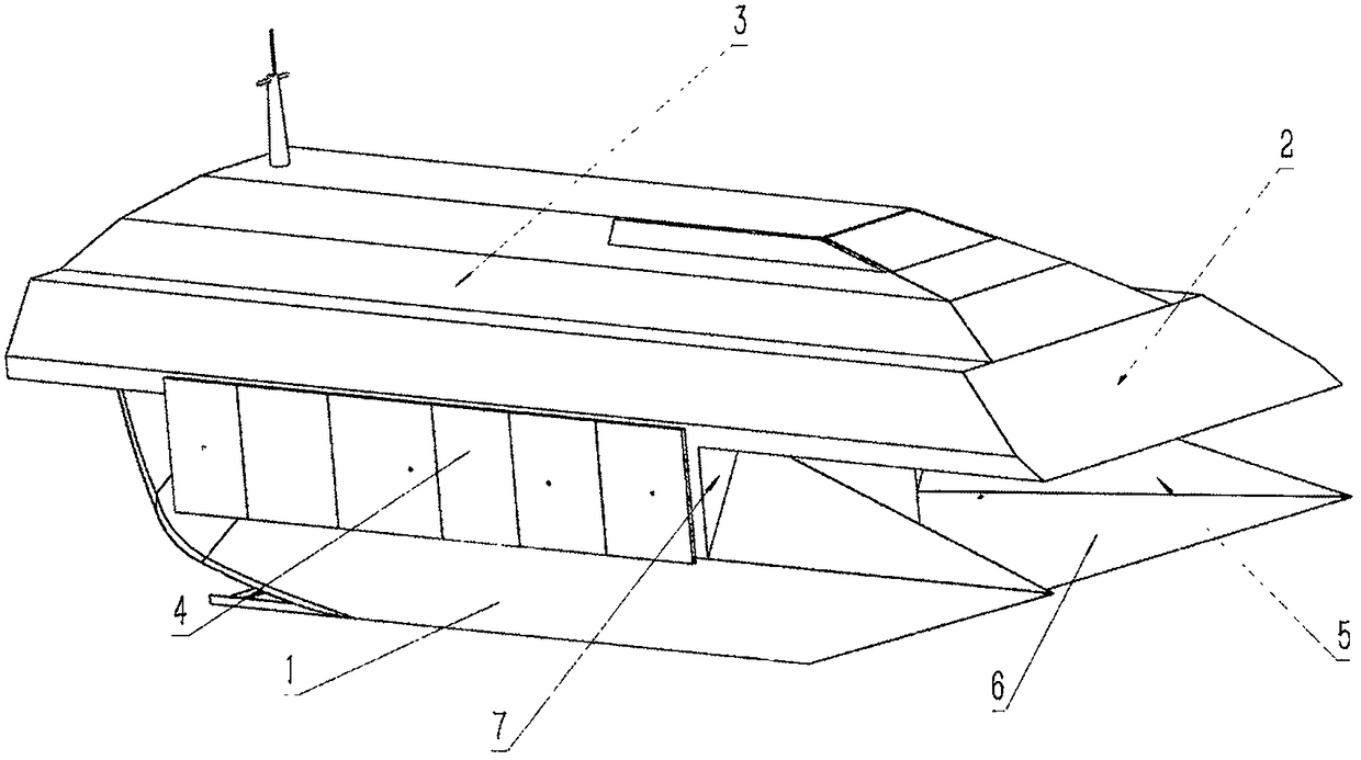 An anti-wave catamaran and an anti-wave device mounted on the catamaran