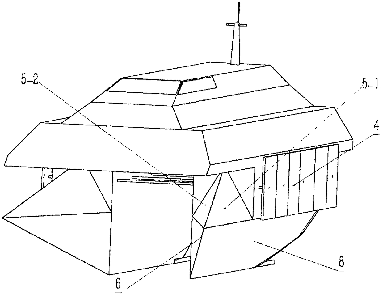 An anti-wave catamaran and an anti-wave device mounted on the catamaran