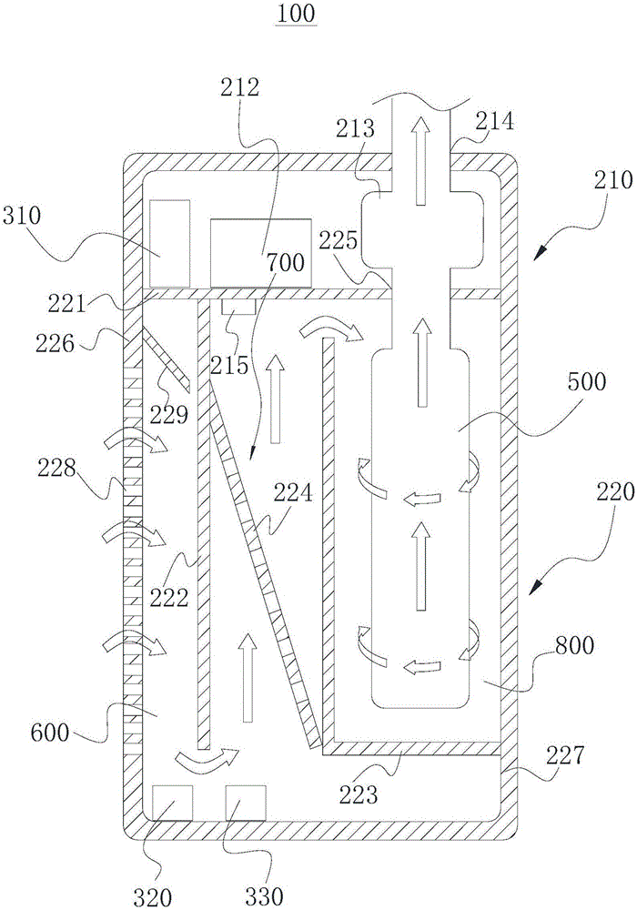 Powder and formaldehyde trapping device and purifying method thereof