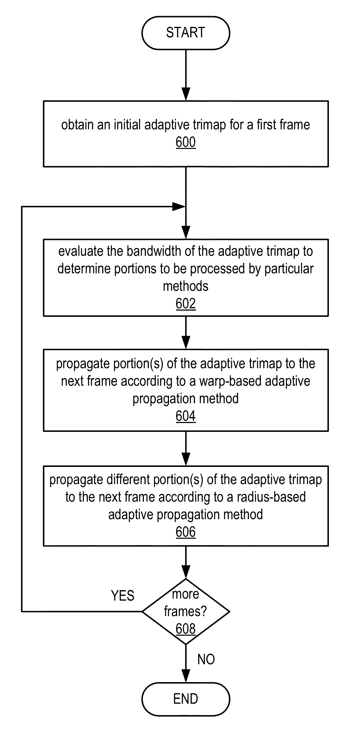 Adaptive trimap propagation for video matting