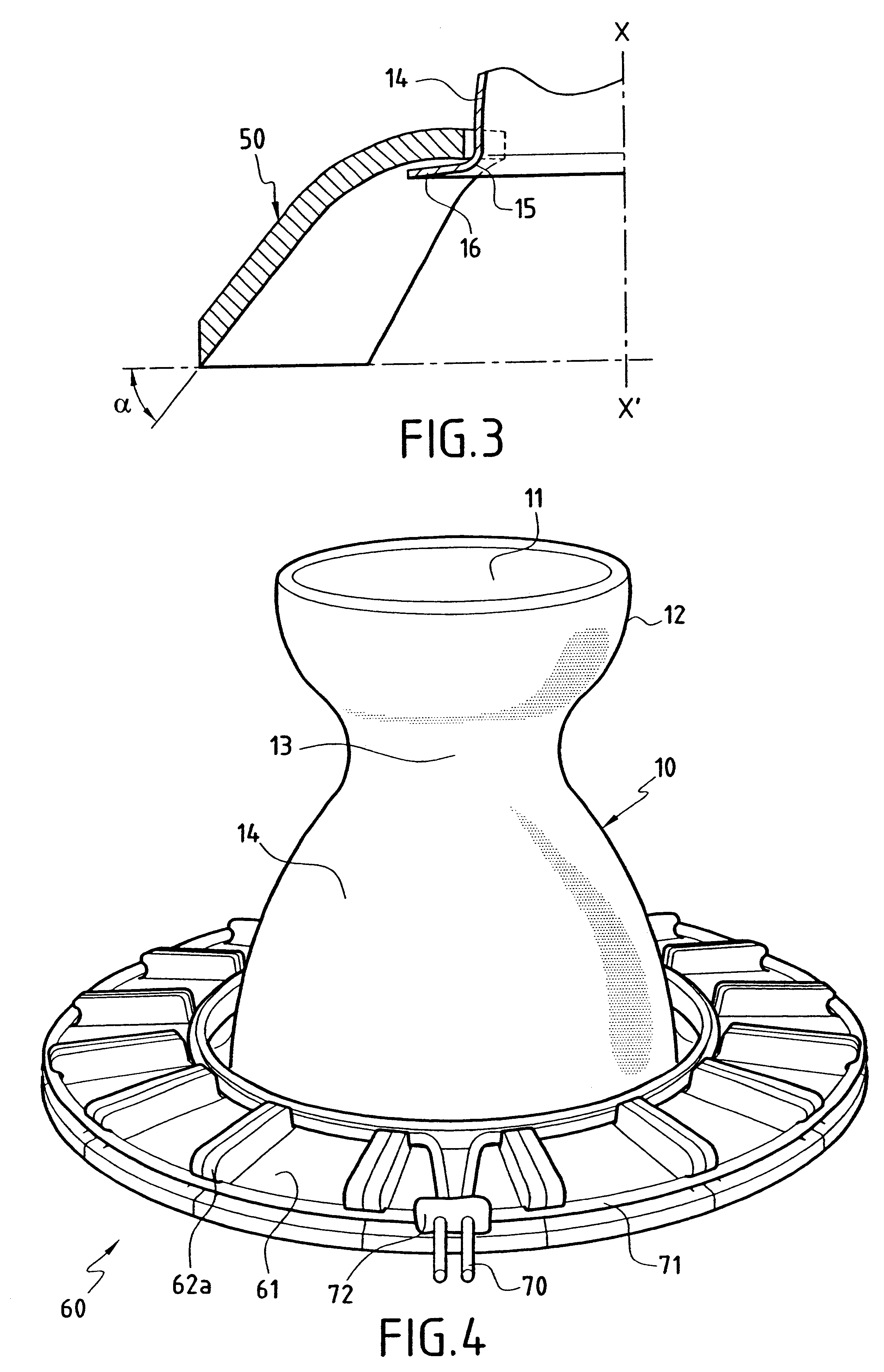 Device for displacing to nozzle outlet or eliminating jet separation in rocket engine nozzles, and a nozzle including the device