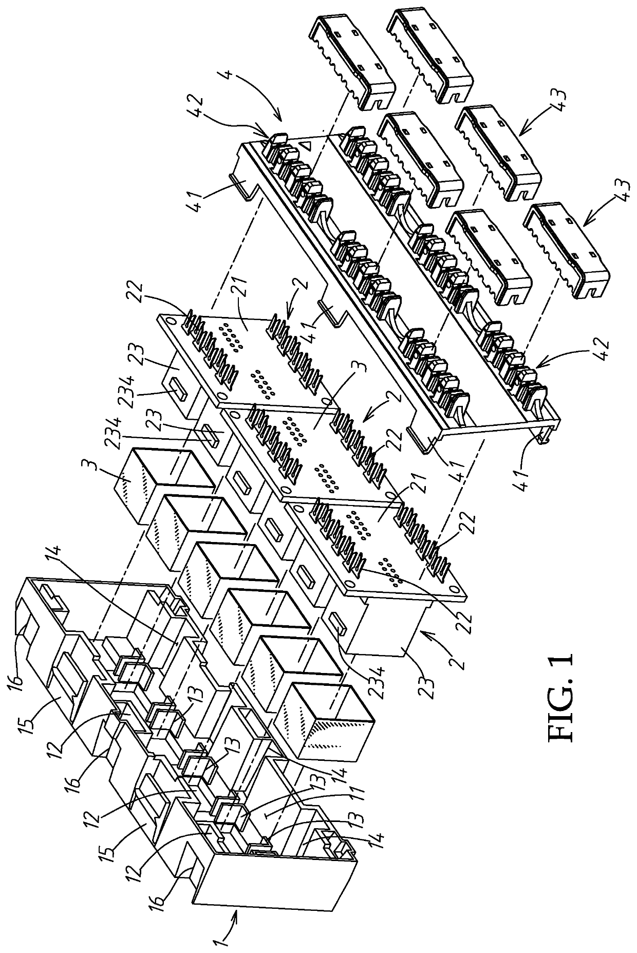 Multiple socket panel device with anti-crosstalk shielding structure