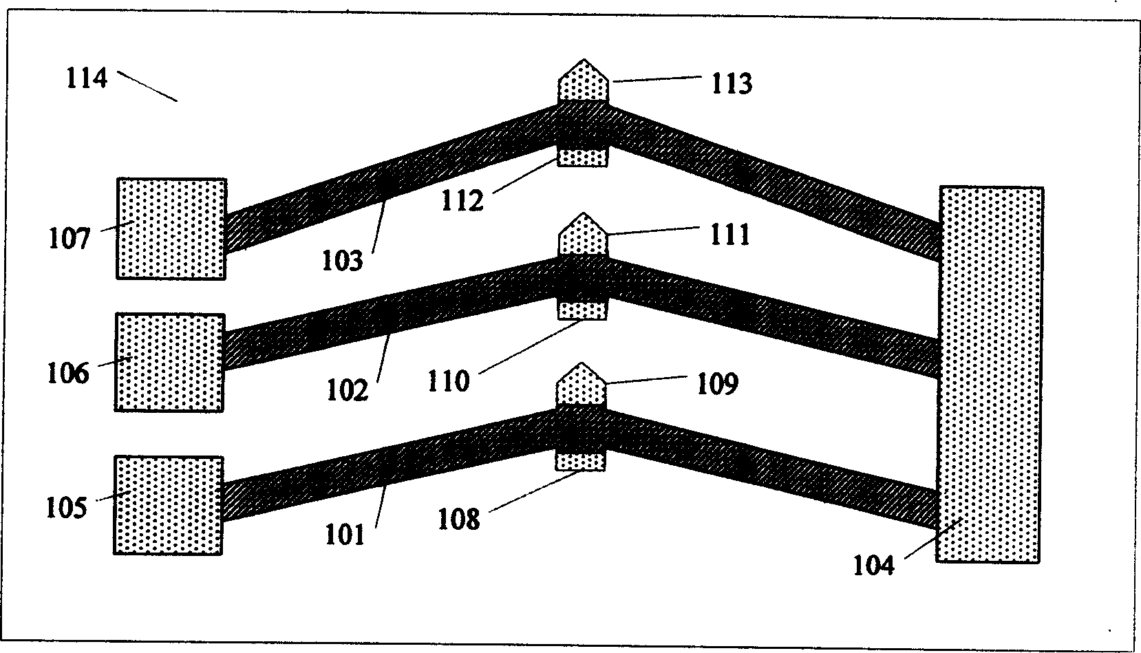 Online measuring structure of residual strain of polysilicon film and testing method