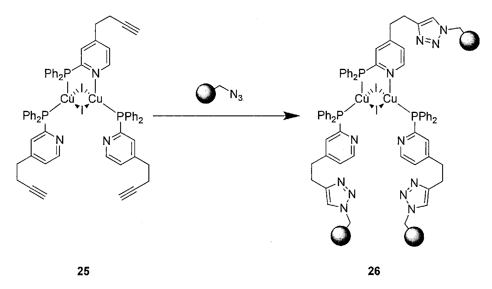 Cross-linking and stabilization of organic metal complexes in networks