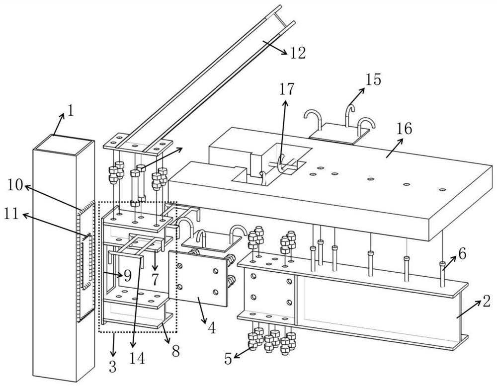 Concrete filled steel tube column-H-shaped steel beam-steel support-pi-shaped connecting piece combined type side column bottom joint and manufacturing method