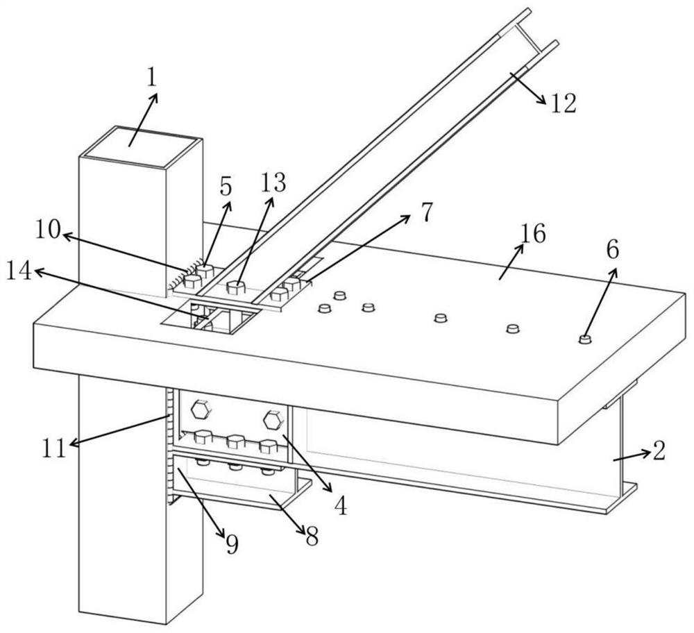 Concrete filled steel tube column-H-shaped steel beam-steel support-pi-shaped connecting piece combined type side column bottom joint and manufacturing method