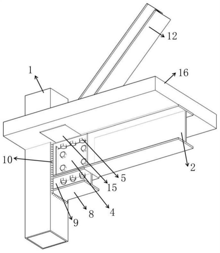 Concrete filled steel tube column-H-shaped steel beam-steel support-pi-shaped connecting piece combined type side column bottom joint and manufacturing method