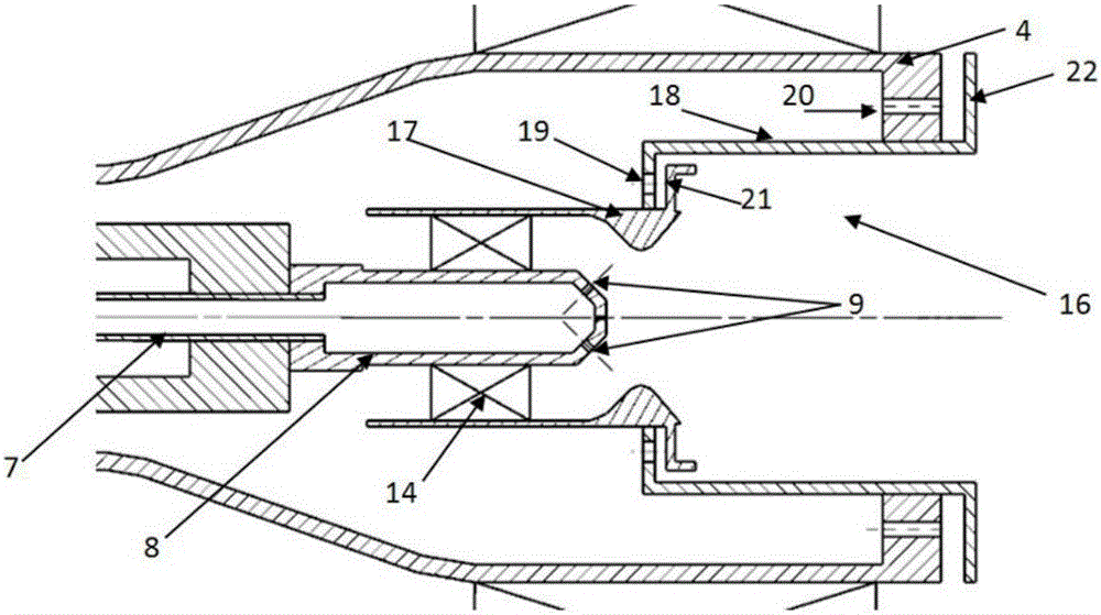 Radial two-stage rotational flow spray nozzle of combustion chamber