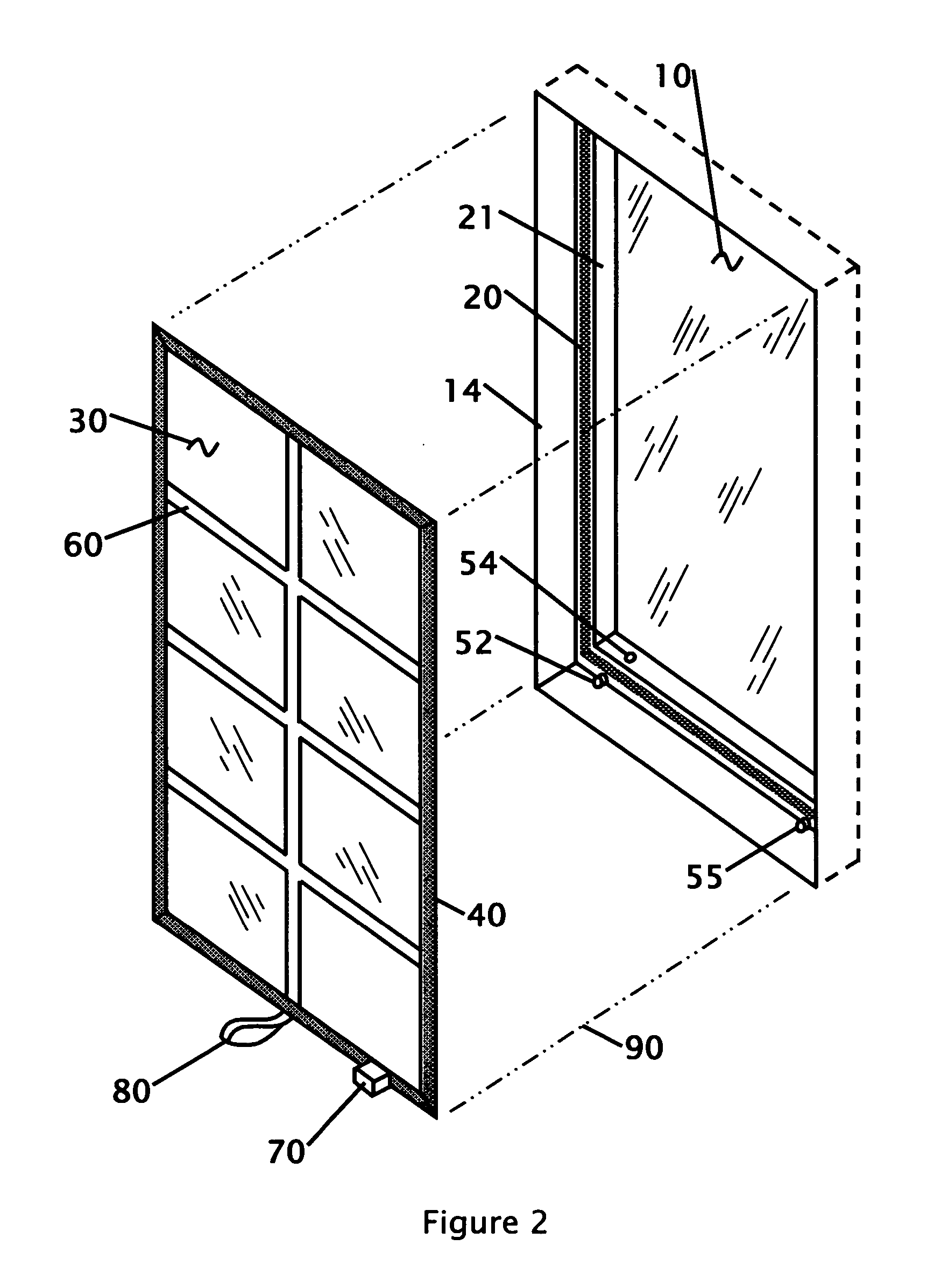 Secondary window with vacuum valve and alarm