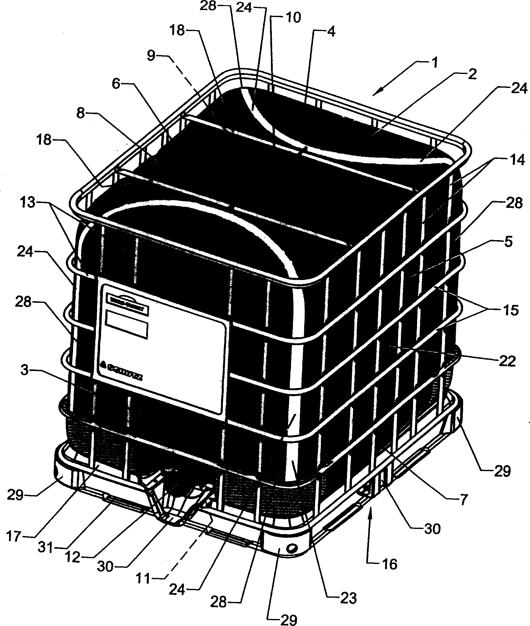 Transport and storage container for liquids and method for manufacturing an inner plastic container of the transport and storage container