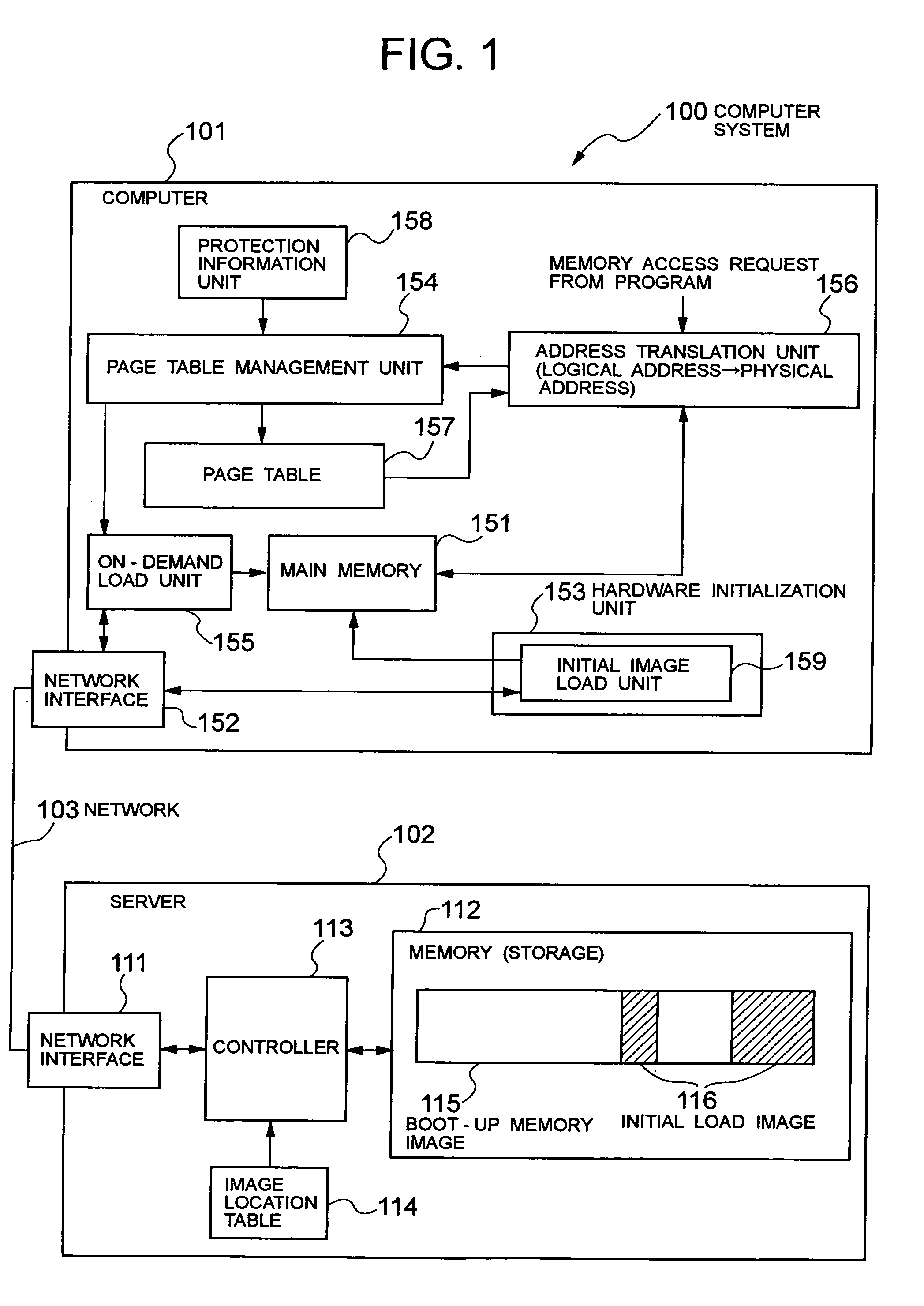 Computer system and booting method therefor and server used for the same