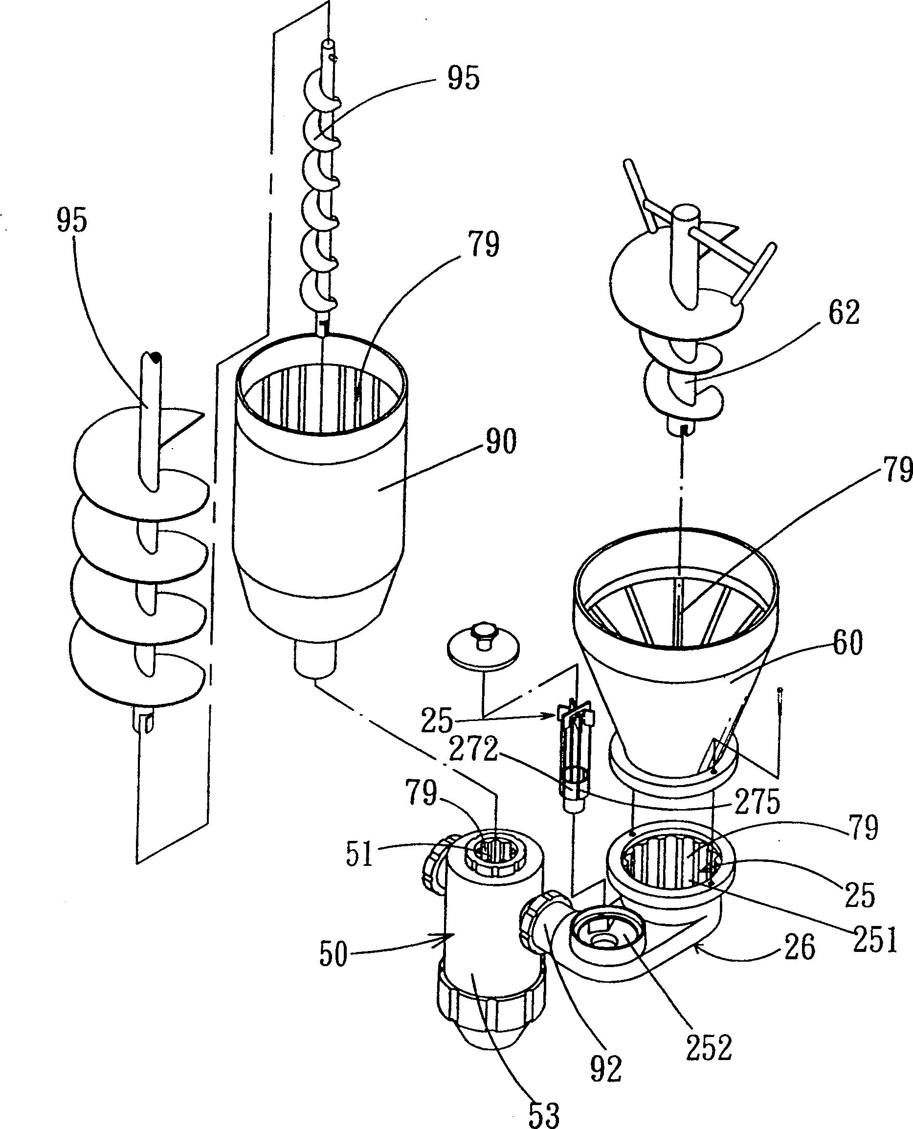 Cylindrical raw food continuous material guiding method and device