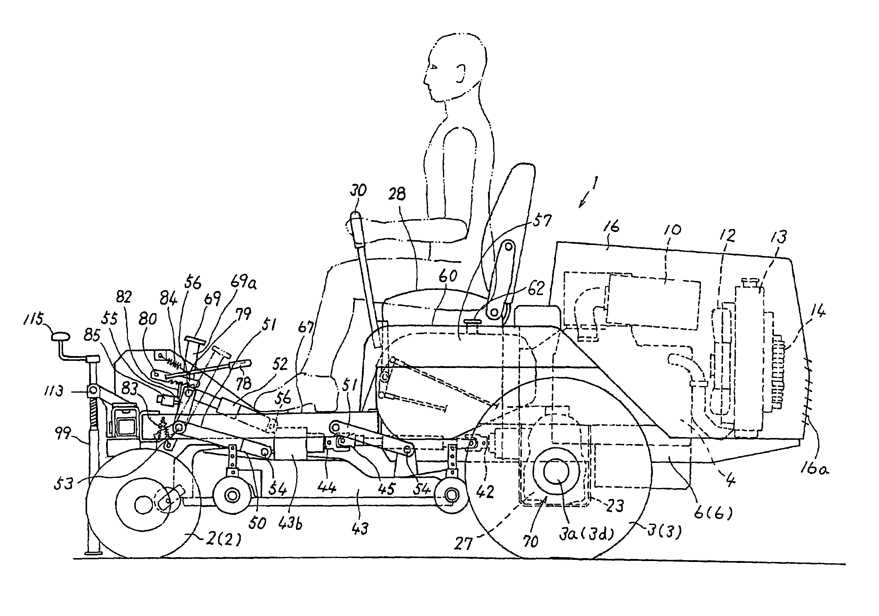 Riding mower provided with hydrostatic transmissions