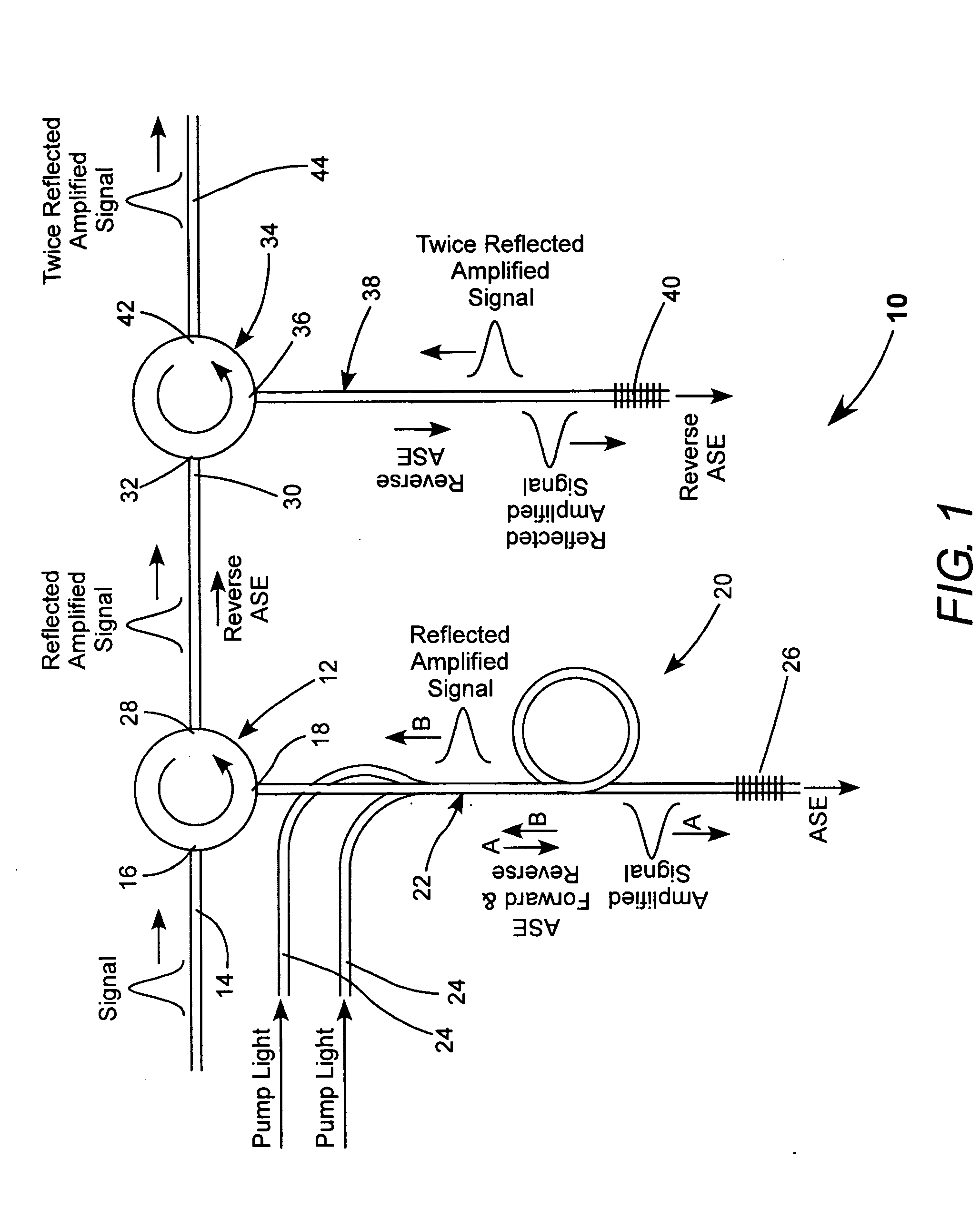 Fiber amplifier with suppression of amplified spontaneous emission