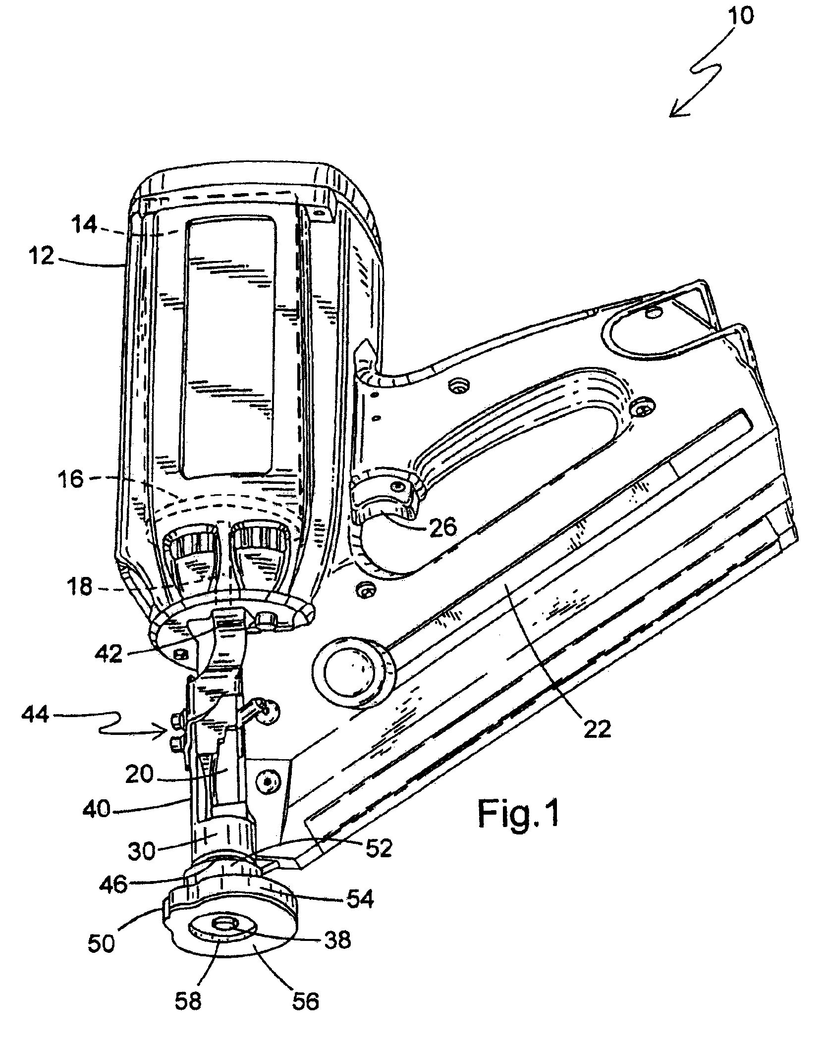 Depth of drive control with load transfer for fastener driver