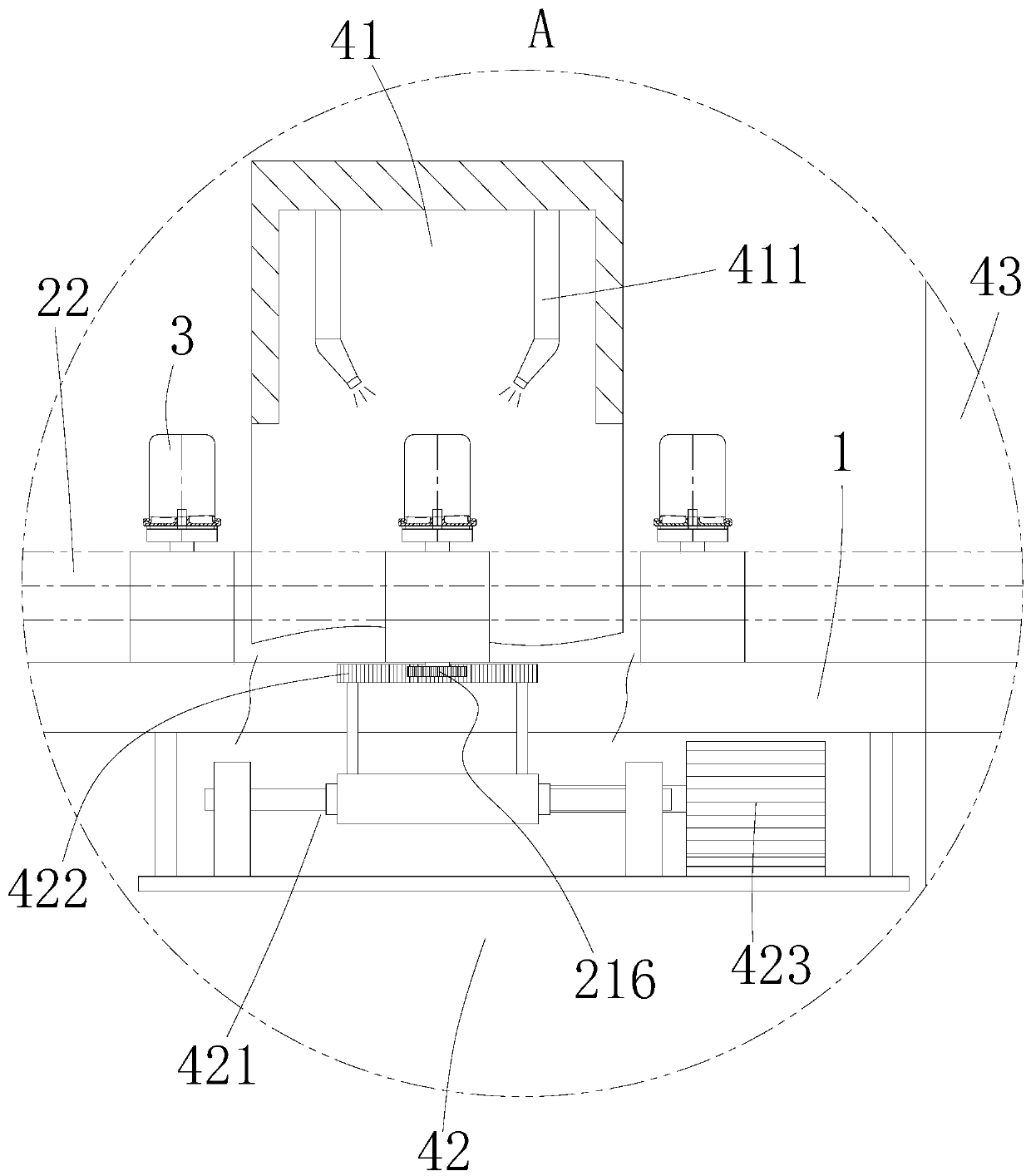 Filter powder spraying device