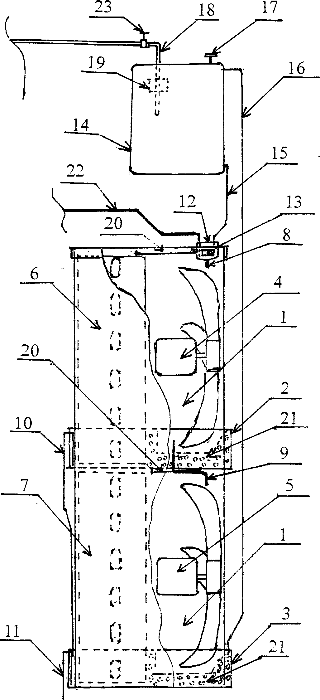 Superposed conjoined evaporation air-cooled compound condenser of air conditioner