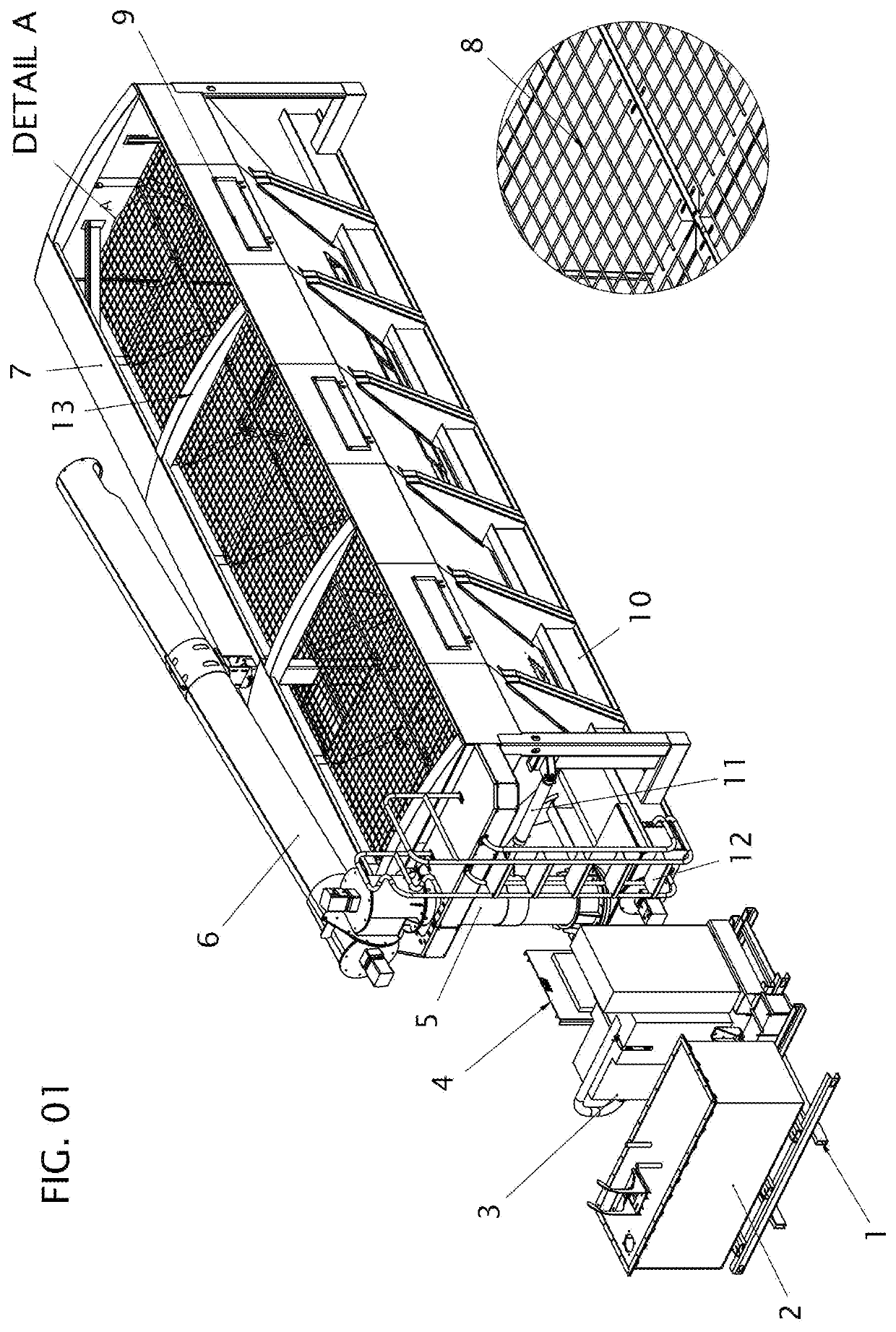 Transporter system with cargo container and automatically actuated unloading system