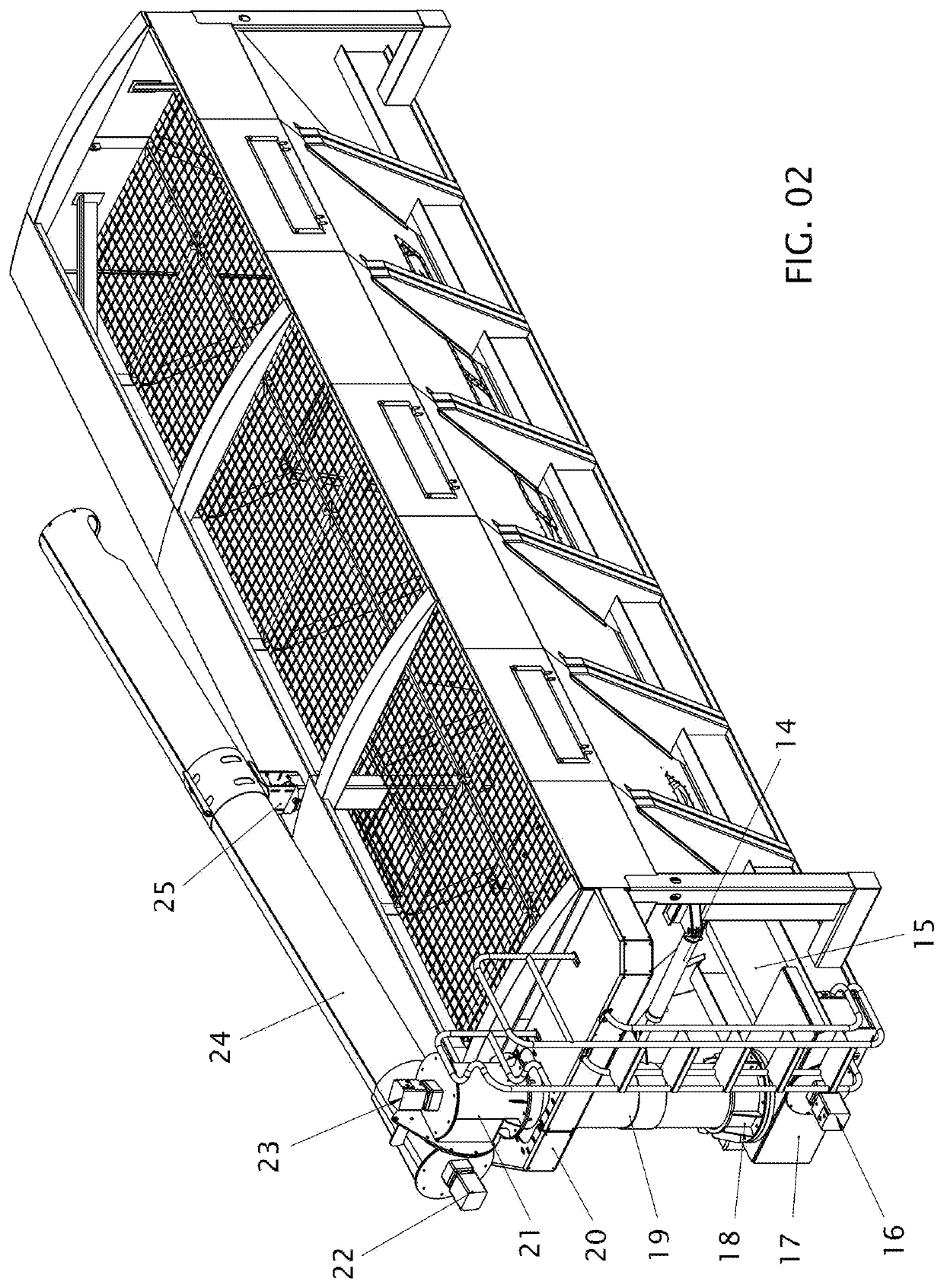 Transporter system with cargo container and automatically actuated unloading system