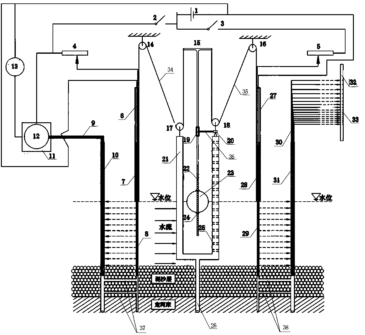 Water depth automatic monitoring device