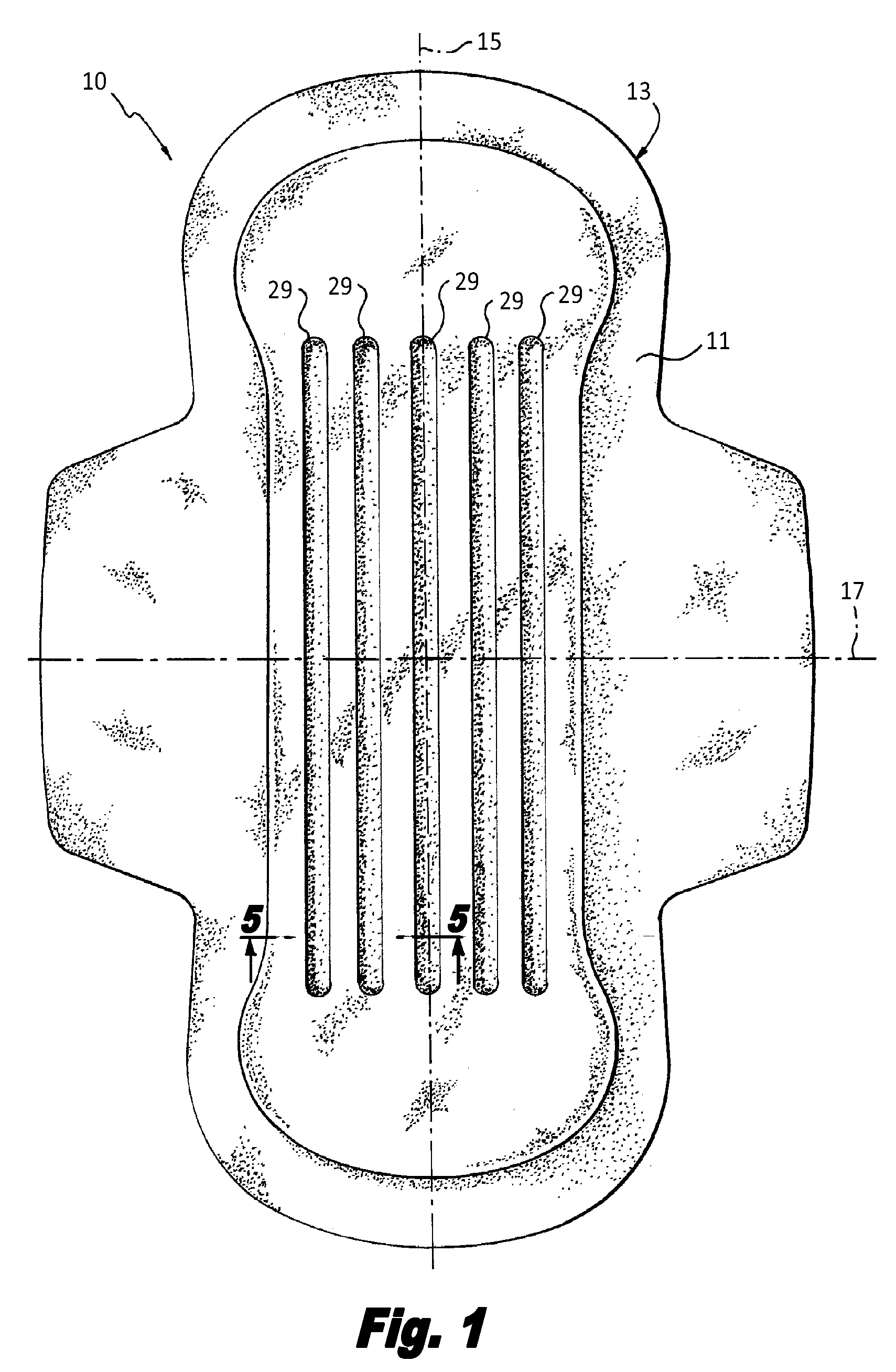 Absorbent article including an absorbent layer having a plurality of spaced beam elements