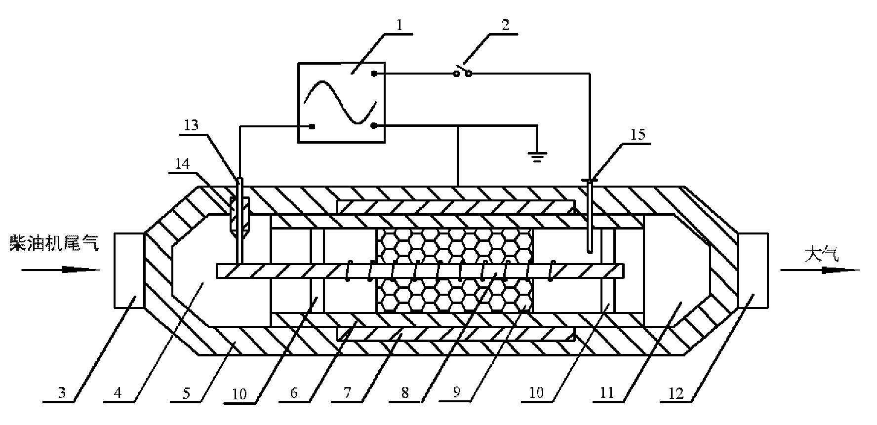Integral reactor of dielectric barrier discharge coupling catalyst for removing NOx in diesel engine