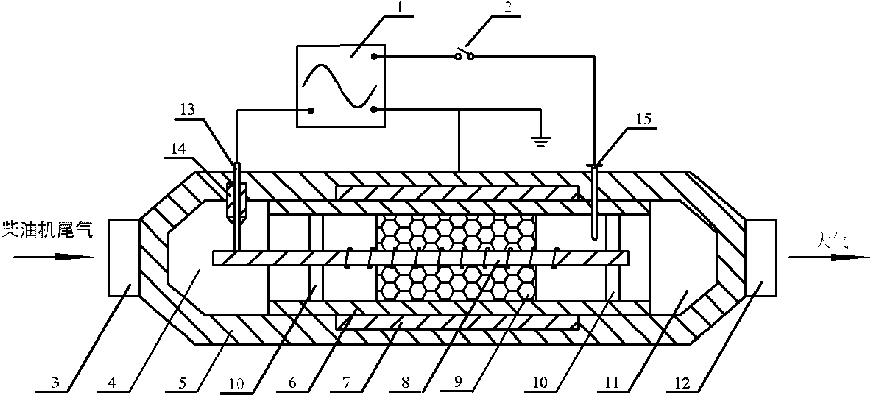 Integral reactor of dielectric barrier discharge coupling catalyst for removing NOx in diesel engine