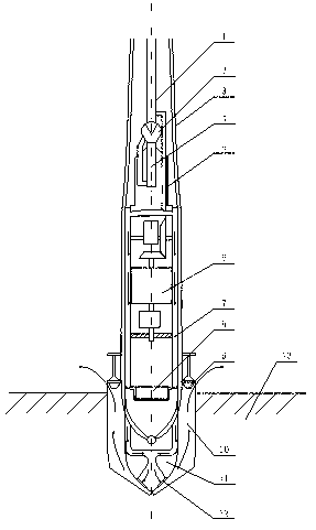 Construction method for anchoring, separating and positioning submarine hammer body of anchor body