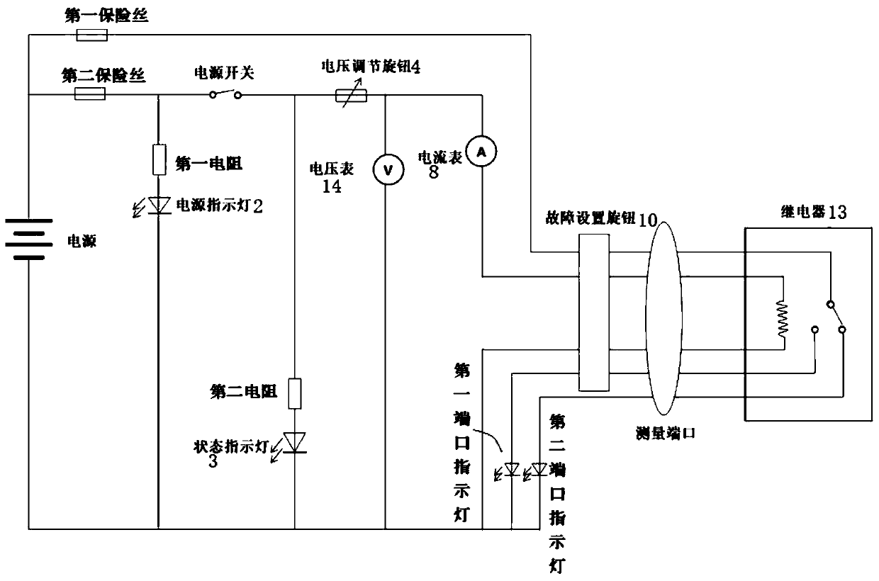 Relay fault simulation circuit and relay teaching board