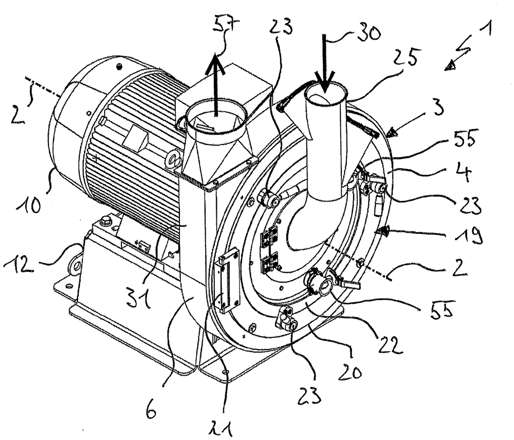 Device for comminuting loose feed material