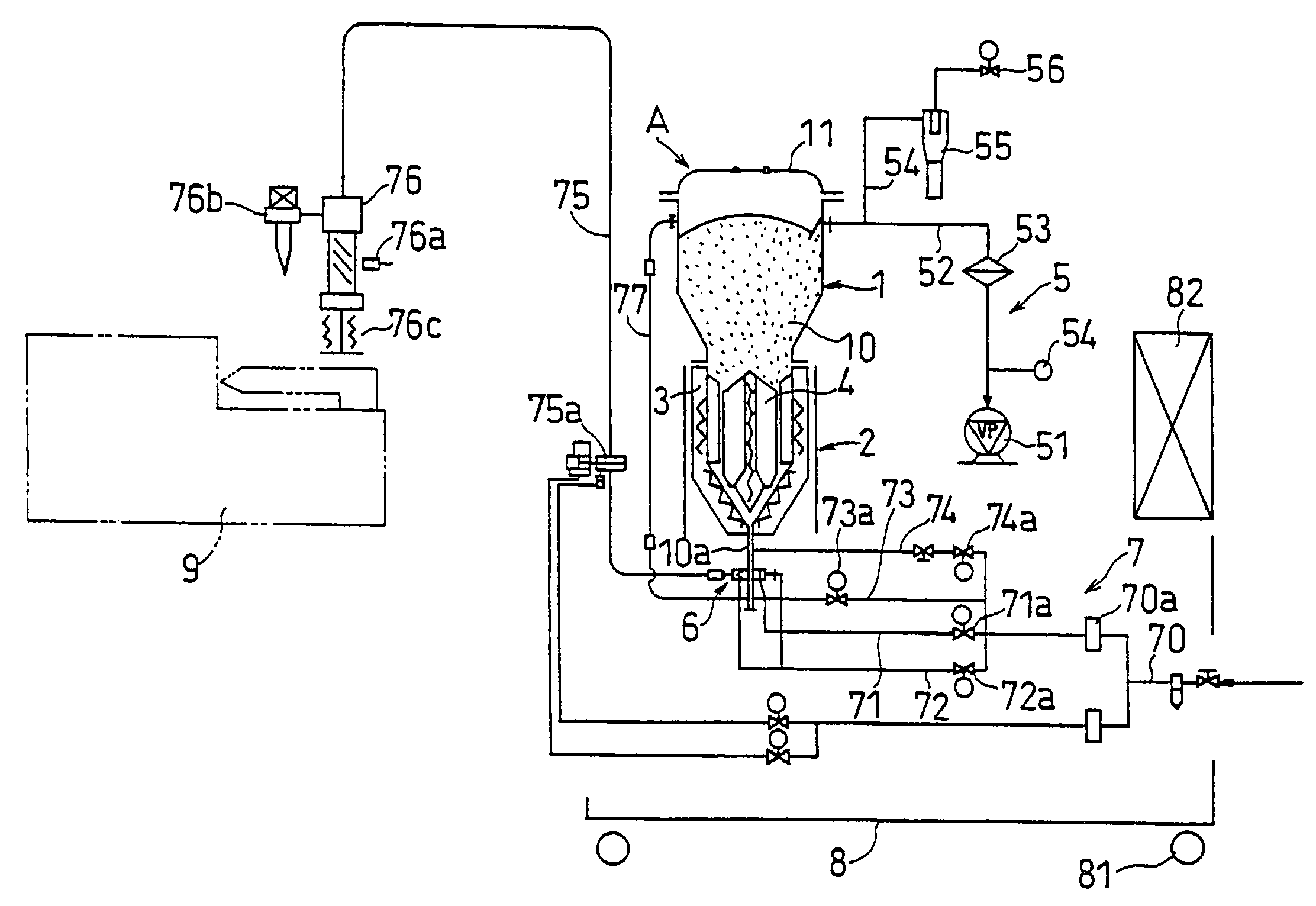 Drying-storing apparatus for powdered or granular material and feeding system for powdered or granular material