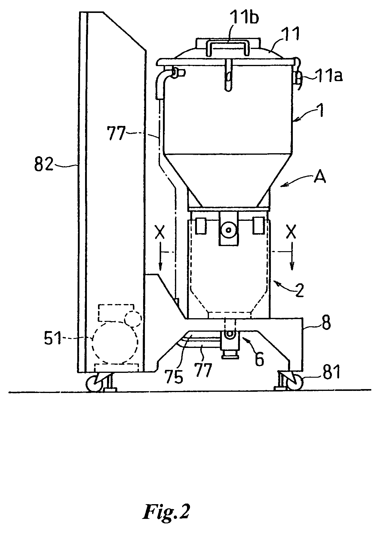Drying-storing apparatus for powdered or granular material and feeding system for powdered or granular material