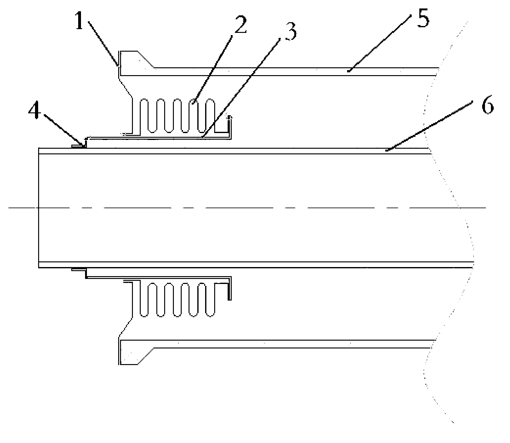 Tight connecting device of glass tube and metal tube