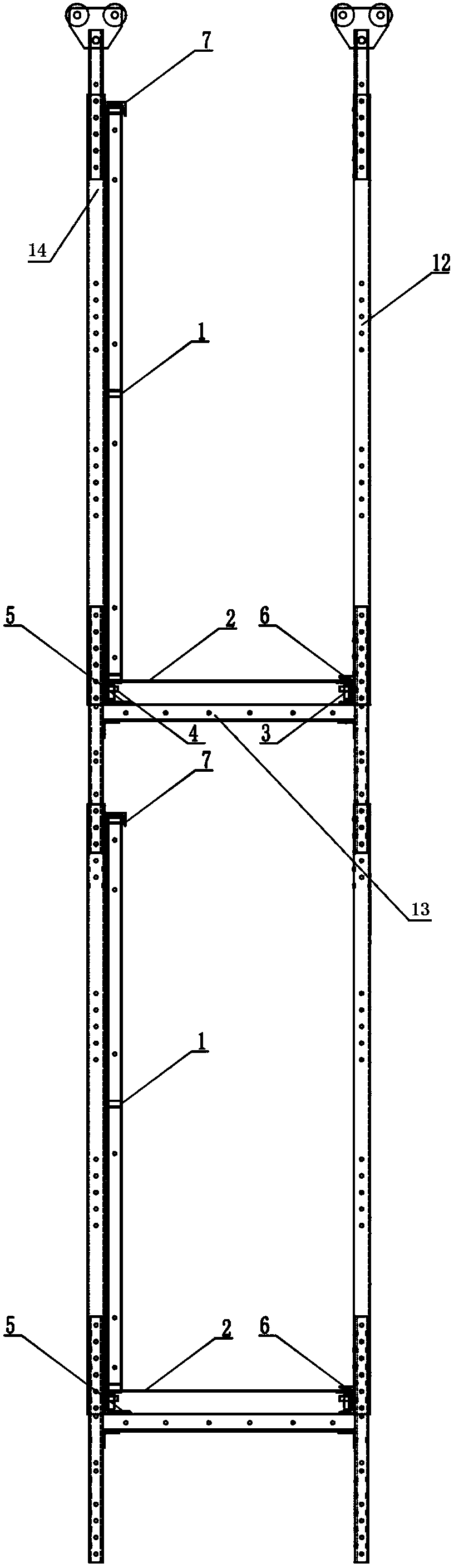 Device and method for adjusting size of top die system hanging rack