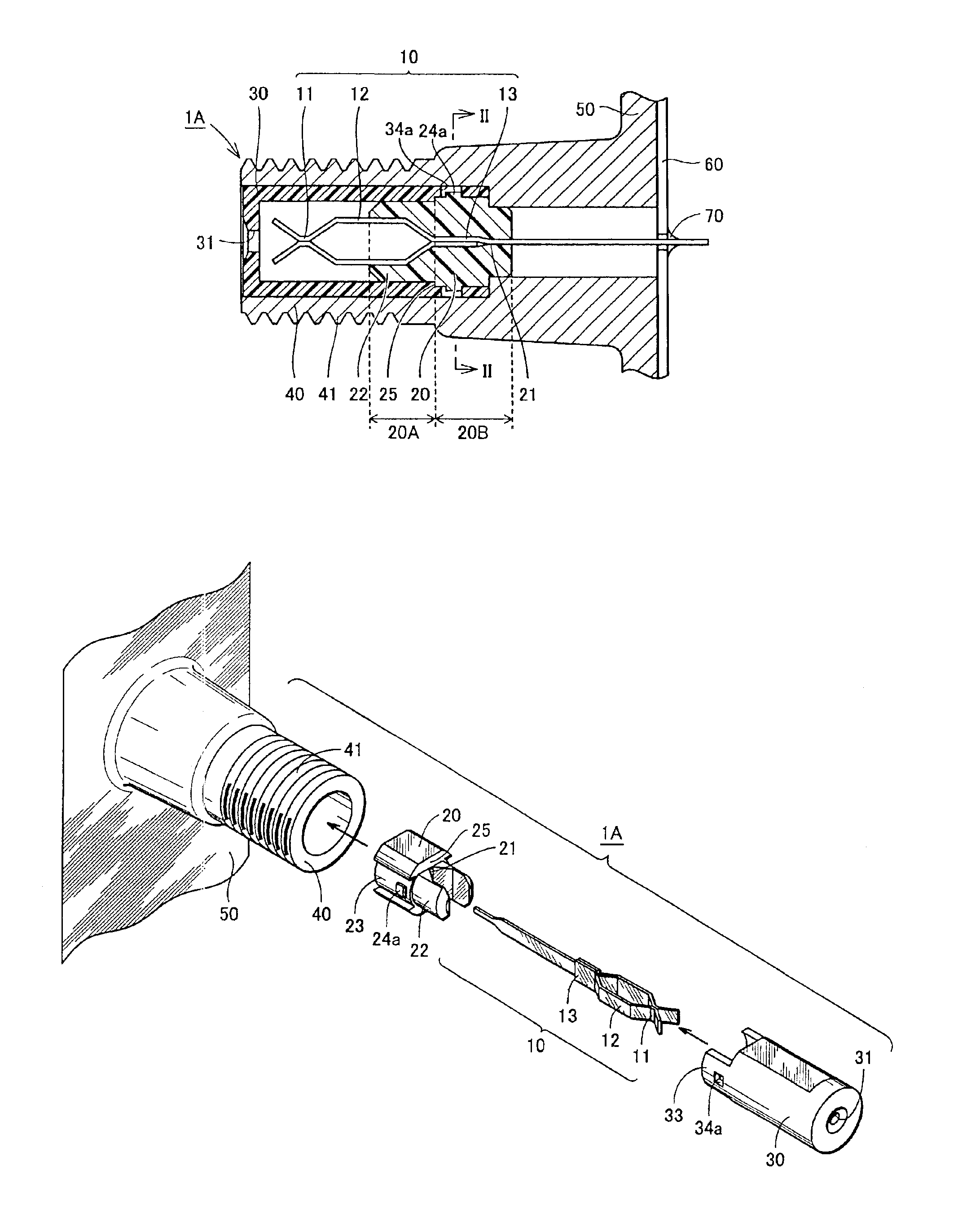 Coaxial connector for receiving a connector plug