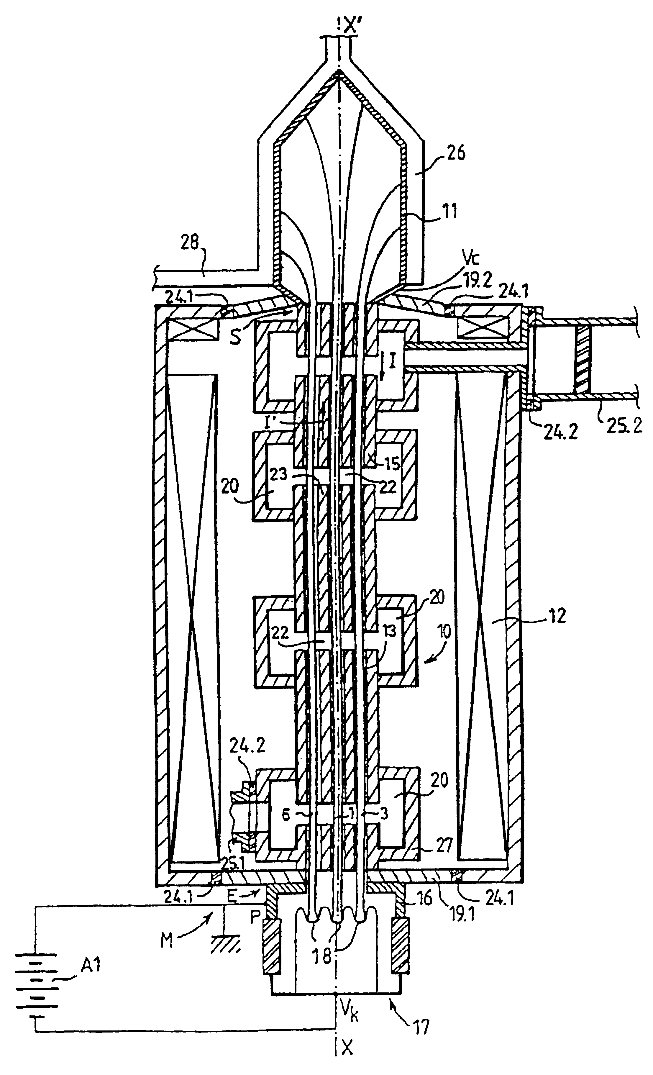 Multibeam electronic tube with magnetic field for correcting beam trajectory