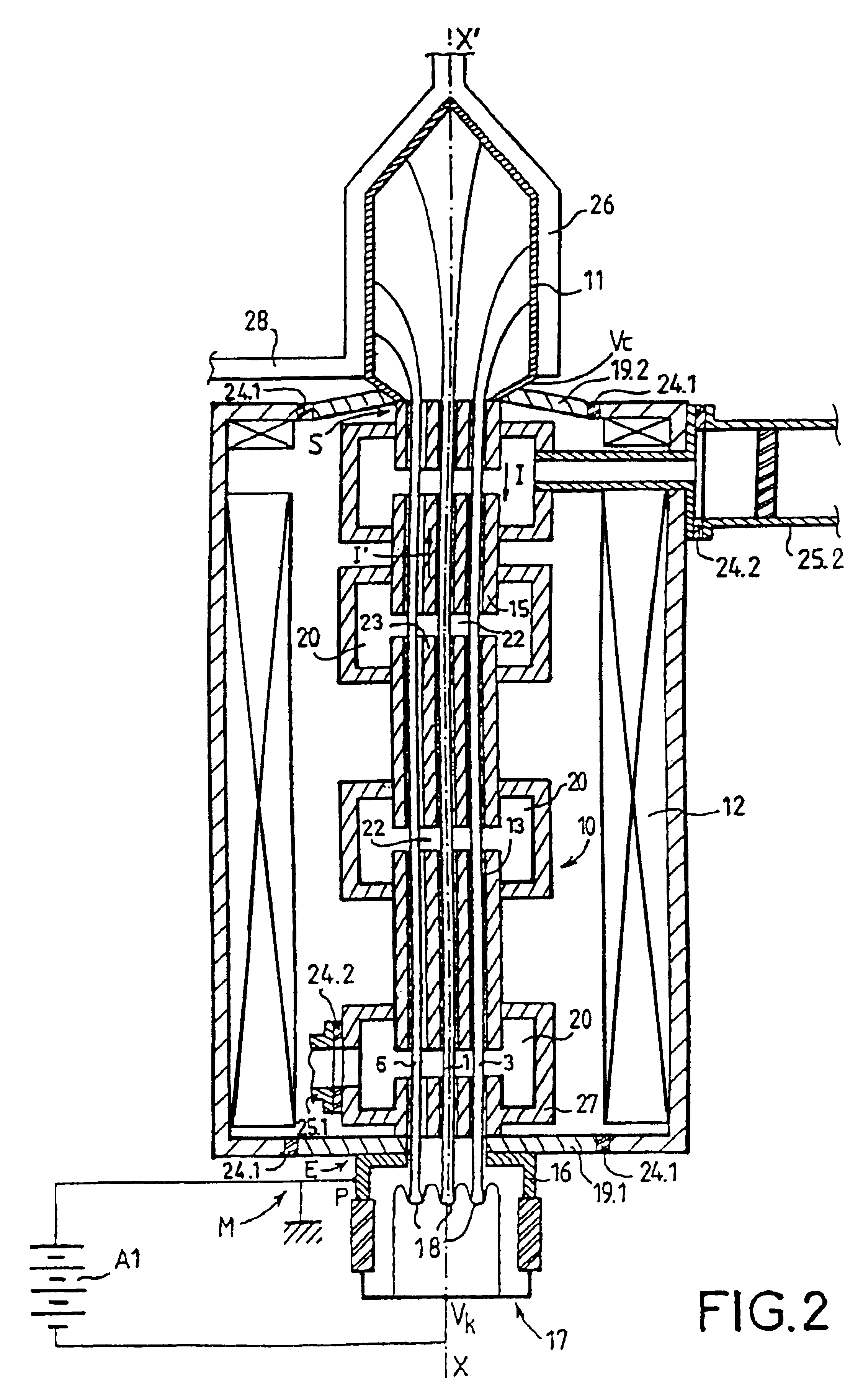 Multibeam electronic tube with magnetic field for correcting beam trajectory