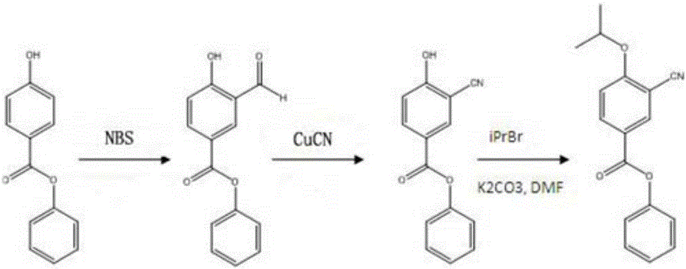 Preparation method for 3-cyano-4-isopropoxy phenyl benzoate