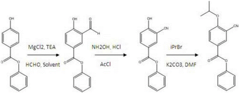 Preparation method for 3-cyano-4-isopropoxy phenyl benzoate